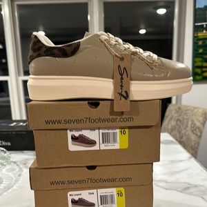 Seven7 Tan Sneakers with Leopard Accent
